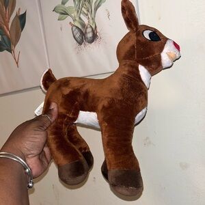 RUDOLF THE RED NOSE Reindeer Brown and White Plush Reindeer Toy